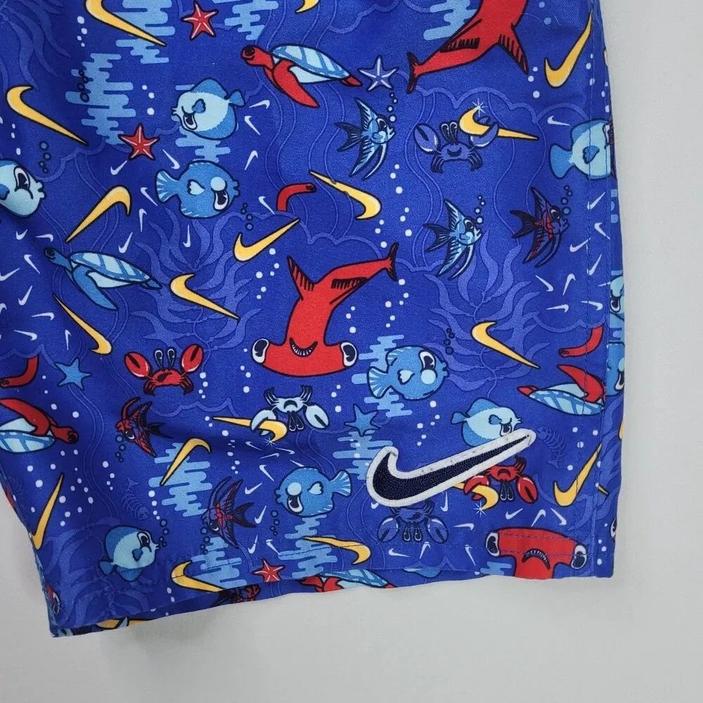 Nike Kids Boys Size XL Blue Hammerhead Shark Swim Shorts